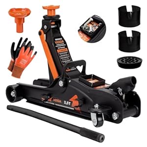 Verda Hydraulischer Wagenheber 2,5T, 85-365 mm + 3X Gummi + Arbeitshandschuhe + Magnetische Werkzeugschale Autoheber Rangierwagenheber Heber PKW, Profi, Ständer, Flache, Wohnmobil, Geländewagen