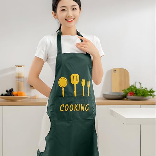 Image of Kraptick Kitchen Apron - Comfortable Cooking Waterproof Apron for Men and Women With Pocket and Side Coral Velvet for Wiping