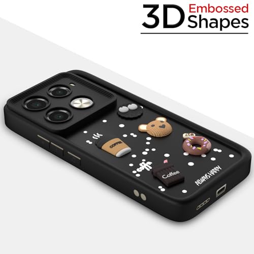 Image of Outlouders Back Cover for Infinix Note 40 Pro 5G | 3D Cartoon Bear Cute Fun Silicone Full Body Protection Bumper Case (Black)