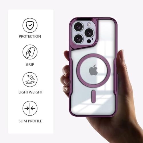 Image of KARWAN iPhone 15 Pro Back Case Cover Hybrid Acrylic Transparent Electroplated Shockproof Phone Case for iPhone 15 Pro (TPU | Titanium Purple