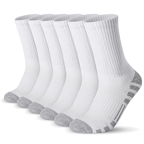 Generic Men’s and Women's Athletic Running Socks 6 Pairs, 10-13, White