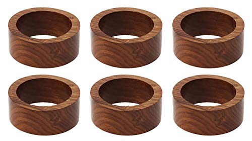 Handmade Wood Napkin Ring Set with 6 Napkin Rings (Set of 6, Wood)