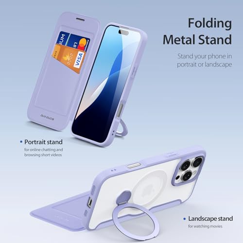 Coque iPhone 16 en cuir PU violet et dos transparent haute résistance - 4