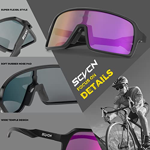Scvcn Polarized Cycling Glasses Mountain Bike Glasses Mtb Glasses Sports Sunglasses Men Women Bicycle Riding Glasses Biking Glasses Tr90 Baseball Running Fishing Golf Sunglasses Cycle Glasses Purple #TOP2