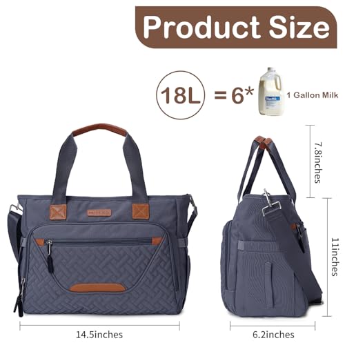 Image of FHELAD Diaper Bag Tote for Women, Baby Diaper Bag 16L (Dark Gray) | 5 Insulated Pockets, Stroller Clip, 15.6 Inch Laptop Compartment, Detachable Shoulder Strap