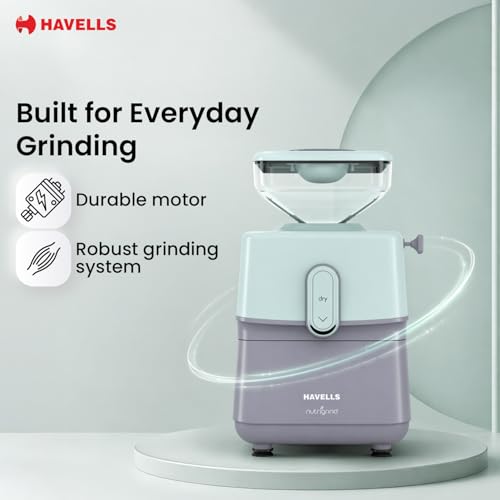 Image of Havells Nutri Grind Atta Mill| 400W High Torque Induction Motor | 1400 RPM Slow Speed Grinding | Quality Coarse Stones | 2 Yr Manufacturer Warranty| Grey & Pista Green