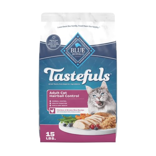 Blue Buffalo Tastefuls Chicken Adult Hairball Control Dry Cat Food, 15 lb