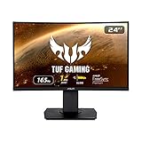 ASUS TUF Gaming 23.6' 1080P Curved Monitor (VG24VQR) - Full HD, 165Hz, 1ms, Extreme Low Motion Blur, Speaker, Adaptive-Sync, FreeSync Premium, Shadow Boost, VESA Mountable, DisplayPort, HDMI