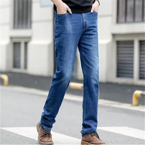 Men's Big Tall Jeans Summer Thin Denim Pants High Waist Straight Leg Extra Long Length Casual Trousers2