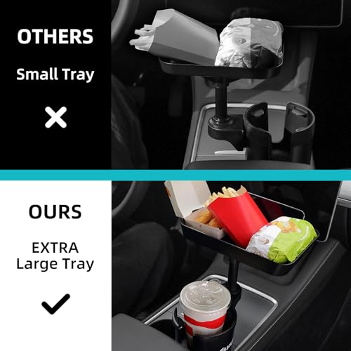 DYLEN Car Cup Holder Tray, Cup Holder Expander Adapter for Car, 9.5” Detachable Car Food Tray Table for Eating, Road Trip Essentials Fits Yeti, Hydro Flask 16-46 oz - Image 5