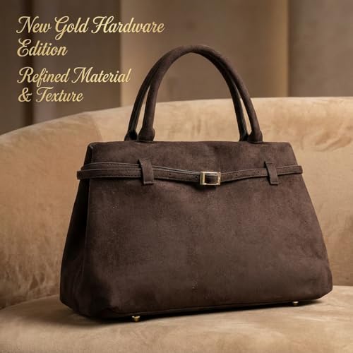 Bolso Tote de Mujer en Gamuza con Herrajes Dorados miniatura 5