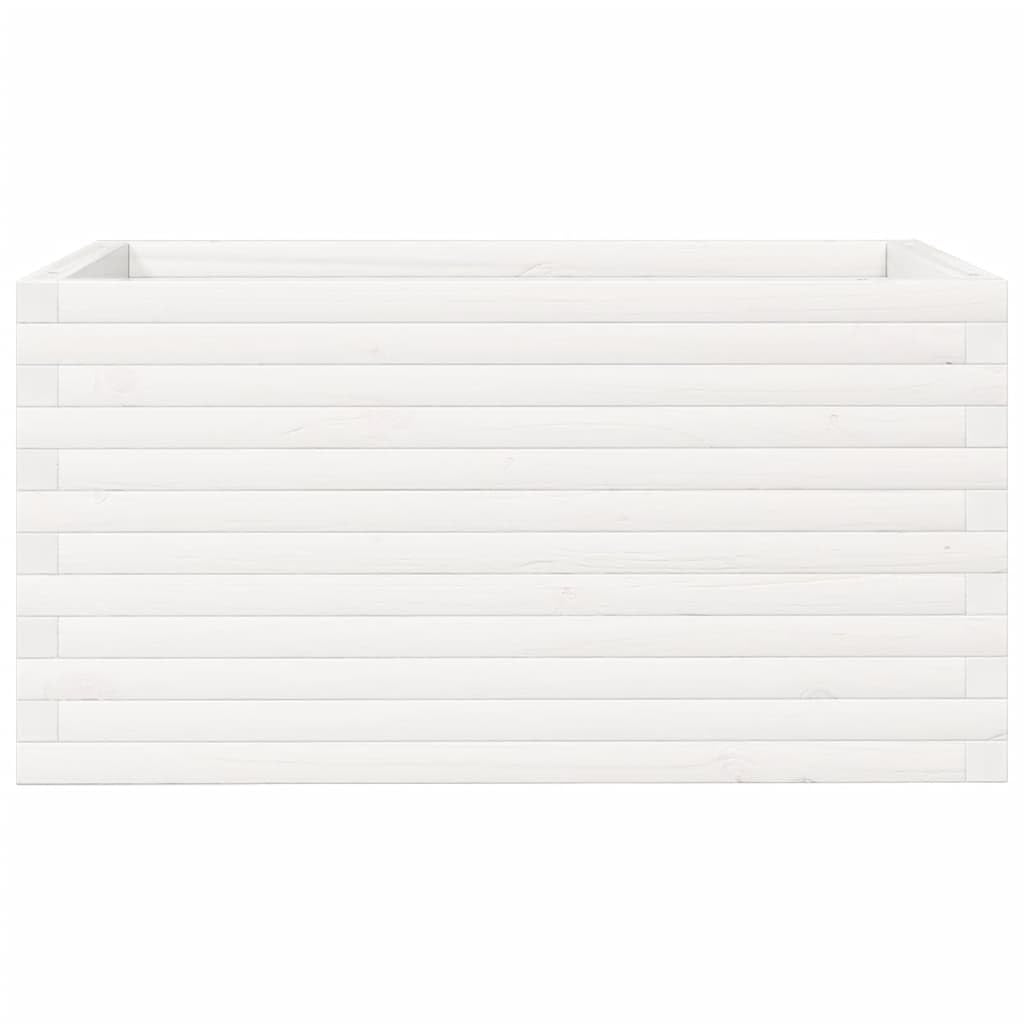 Macetero blanco de pino macizo, 90 x 60 x 45,5 cm, jardinera con suelo abierto para jardín, terraza, balcón, resistente a las heladas, almacenamiento de agua, protección visual, interior y