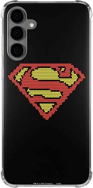 Skinit Clear Phone Case Compatible with Galaxy S24 Plus - Officially Licensed DC Comics Superman Logo Background Pattern Design
