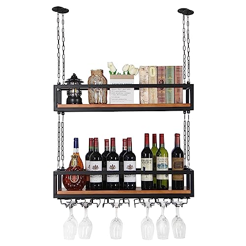 Casier à vin suspendu avec support de rangement réglable pour bouteille - 7