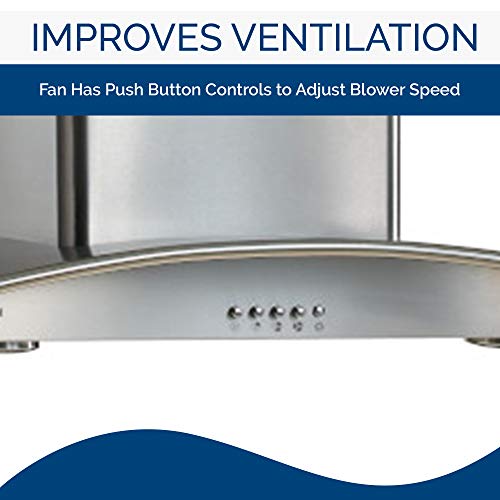 Broan® 36-Inch Convertible Arched Stainless Steel Island Range Hood, 450 Cfm #TOP4