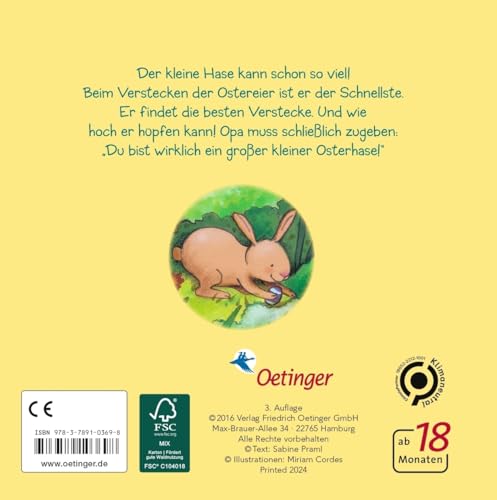 Mein großer kleiner Osterhase: Niedliches Pappbilderbuch zum ersten Osterfest für Kinder ab 18 Monaten