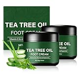 NUOKOU 2PCS Tea Tree Oil Foot Cream,with Vitamin E, Aloe Vera & Peppermint, Nourishing & Hydrating,Natural Formula for Skin