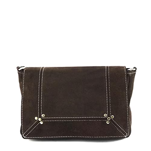 Sac à bandoulière en cuir véritable chocolat fabriqué en Italie