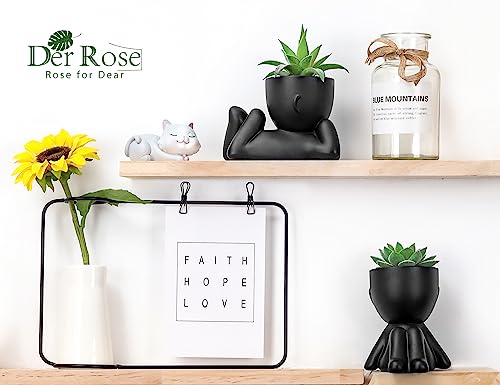 Der Rose Set of 2 Fake Plants Artificial Succulent Plants for Office Desk Accessories Black Bathroom Home Room Aesthetic Decor Indoor - Image 6