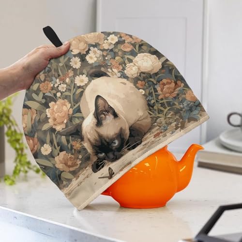 Image of Retro Flower Tea Cosy for Teapot Washable Ragdoll Tea Pot Cozy for Keeping Warm,Reusable Scratch Proof Kettle Cover for Breakfast Warmer
