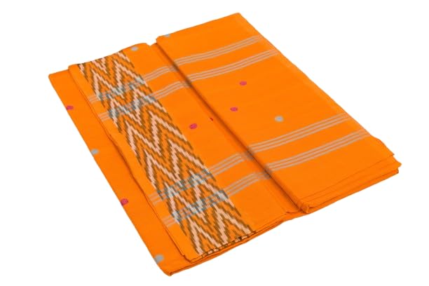 Venkatagiri Cotton Sarees, Orange, Bhutta Design-picture-38