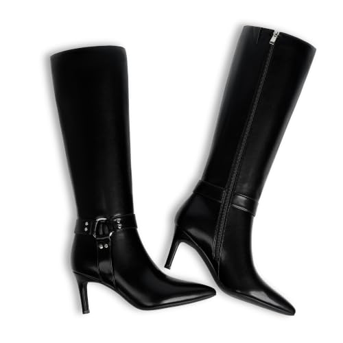 Image of Easyfox Knee High Boots Women Pointed Toe Stiletto Heel Tall Boots | Side Zipper,3 In Stiletto Heel,Fall Spring Winter Fashion Dress Tall Boots,Evening Bridal office Long Boots