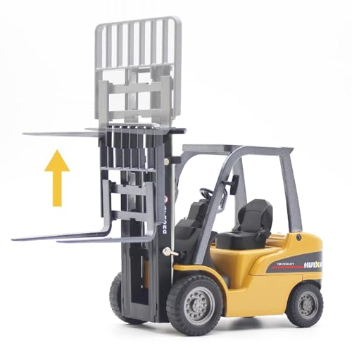 fisca 1/50 Gabelstapler Metallfahrzeug,Realistisch Baustelle Baustellenfahrzeuge Klein,Hochwertiges Hebefahrzeug Spielzeug für Kinder und Erwachsene(Baggerlader)