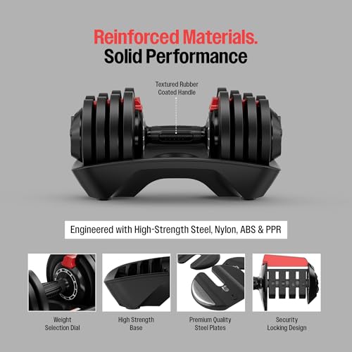 Image of Sparnod Fitness SAD-18 Adjustable Dumbbell 18kg (Set of 2) 12 Weight Levels (1.5-18kg), Quick Adjust with Safety Lock, Non-Slip Grip, Thickened Base Full-Body Workout, Steel & Nylon