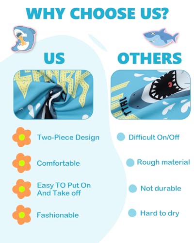 Image of ALVA 2 Pcs Long Sleeve Rash Guard Swim Diaper Sets, Baby Toddler Swimsuit UPF 50+ Sun Protection for Boy and Girl