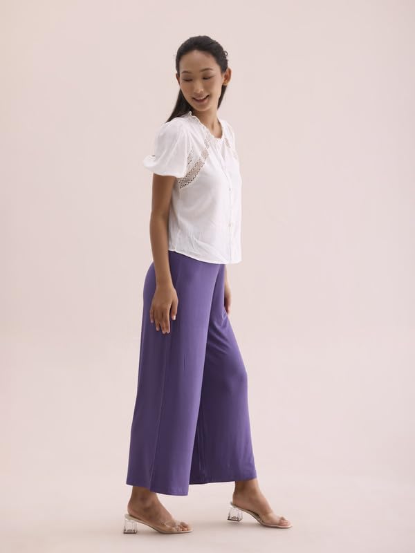 Image of GO COLORS Soft Viscose Knit Palazzo Full Length for Women| Breathable, Mid Rise