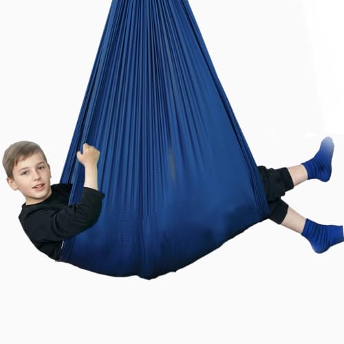 Image of Sensory Swing for Kids & Adults, Therapy Joy Swing for Autism, ADHD, SPD, Snuggle Swing Holds up to 300lbs has a Calming Effect on Children with Sensory Needs (Navy, only Fabric)