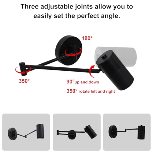 Image of Swing Arm Wall Sconce Adjustable Wall Mount Reading Light Headboard Lamp, Modern Hardwired Sconces GU10 Wall Swivel Spot Lights for Bedroom Bedside Living Room Study