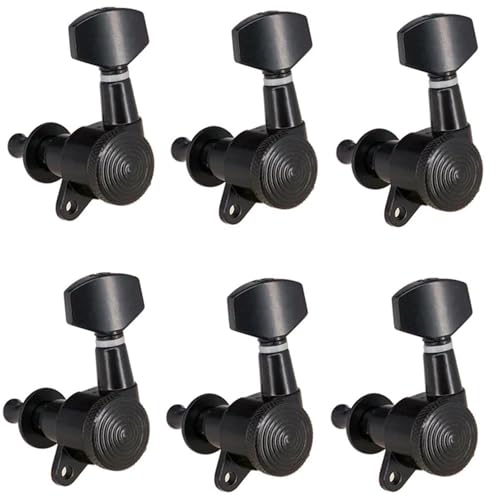 Guitar String Tuning Pegs Locking Tuners Tuning Heads Electric Guitar Machine(Black 6L)