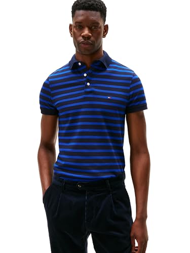 Image of Tommy Hilfiger Men's Short Sleeve Polo Shirts in Slim Fit with Stretch and Organic Pique Cotton
