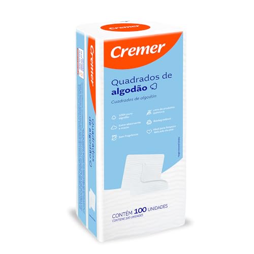 Cremer Algodão Quadrado Sem Perfume Pacote 100 Unidades