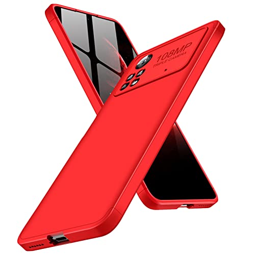 Image of Kapa Double Dip Full 360 Protection Back Case Cover for Poco X4 Pro (5G) (Red), Poly Carbonate