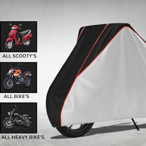 Image of Motorcycle Scooty Body Cover for Outdoor Use - Heavy Fabric Water Resistant Two Wheeler Cover with UV, Dust & Rain Protection Compatible for Ola S1 Air