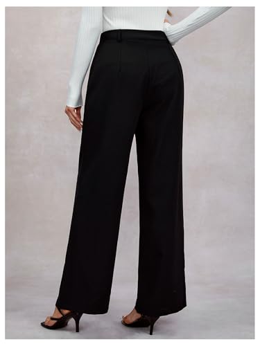 Women's Wide Leg Dress Pants High Waisted Pleated Front Work Business Casual Palazzo Pants3