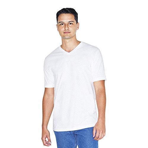American Apparel Men's Organic Fine Jersey V-Neck Short Sleeve T-Shirt, White, Small