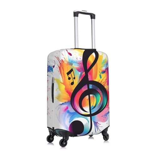 Music Note Elastic Travel Luggage Cover, Washable Spandex Suitcase Protector, Anti-Scratch Fits 18-32 Inch3