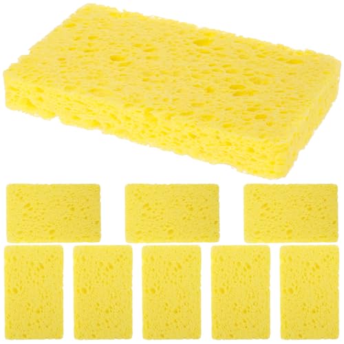 MOLUCKFU 10 Esponjas de Fregar Multiusos para Cocina Esponja de Limpieza Doméstica Reutilizable de Madera de Pulpa Tamaño Pequeño y Compacto Alta Absorción para Platos y Wok Paquete de