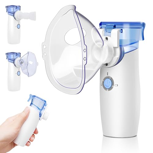 Nebulizador Portatil, Nebulizador Adultos Niños, Inhalador con 2 Mascarillas y Boquillas, Silencioso Inhaladores Eléctricos, Velocidad Ajustable & Recargable por USB