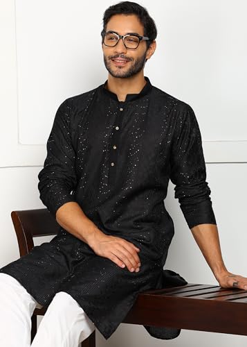 Image of Amazon Brand - Tavasya Men Maroon Self-Design Sequinned
