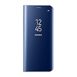 Samsung Galaxy S8/S8 Plus Slim Purse Bag, Multi-Function Removable Magnetic Clamshell Translucent Clear Smart Mirror Sleep Stand Protection S8+ S-View flip Cover Black (Royal Blue, Galaxy S8)