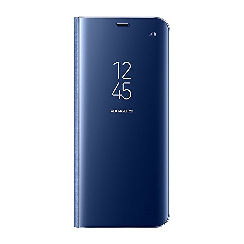 Samsung Galaxy S8/S8 Plus Slim Purse Bag, Multi-Function Removable Magnetic Clamshell Translucent Clear Smart Mirror Sleep Stand Protection S8+ S-View flip Cover Black (Royal Blue, Galaxy S8)