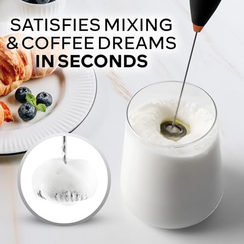 Image of Zulay Kitchen Powerful Milk Frother Wand With Duracell Batteries - Ultra Fast Handheld Drink Mixer - Electric Whisk Foam Maker for Coffee, Lattes, Cappuccino & Matcha - Z1 Motor - Black & Copper