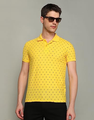Image of INKKR Men's Printed Polo Neck Half Sleeve Multicolor T-Shirt
