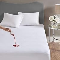 Hafaa Waterproof Mattress Protector 30cm Extra Deep Fitted Mattress Protector King Size Non Noisy & Breathable Terry Towel Mattress Cover (152 x 200 Cm)