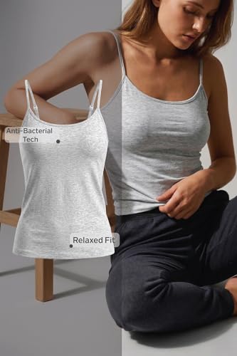 Image of Van Heusen Women's Everyday Cotton Cami | Relaxed Fit | Anti‑Bacterial Tech | Keeps You Dry and Fresh | Sweat Absorbent | Spaghetti Camisole | Color Fresh | Stays 11203|Available in Pack of 1 & 2