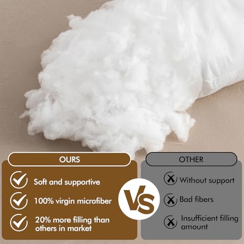 Image of MIULEE 14x26 Inch Pillow Insert, Throw Pillow for Bed Sofa Couch | Rectangle Decorative Lumbar Virgin Microfiber Stuffer